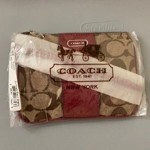 Coach small wristlet new canvas burgundy red color